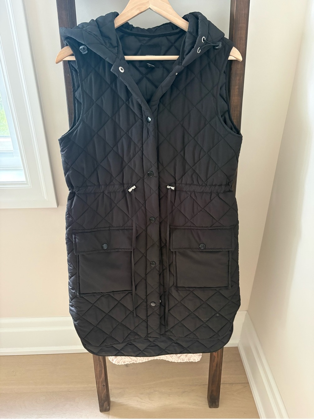 Forever 21 Black Quilted Hooded Puffer Vest